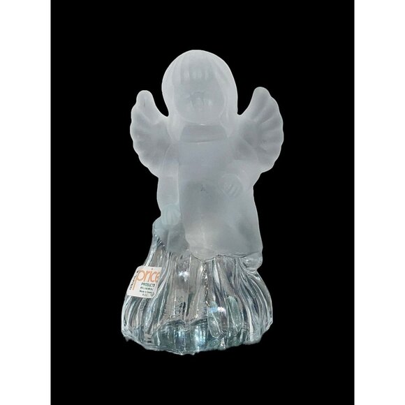 Vintage Albert E. Price Frosted Baby Angel Christmas Holiday Lead Crystal Bell - Picture 2 of 9